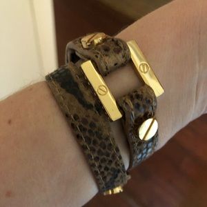 Torch Burch leather wristlet- brown and gold